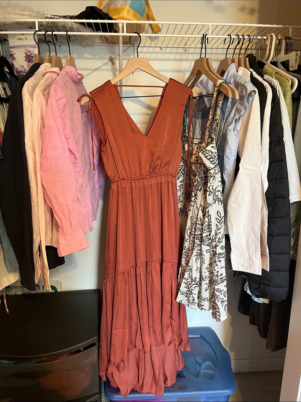 Banana Republic Rust Tiered V-Neck Midi Dress